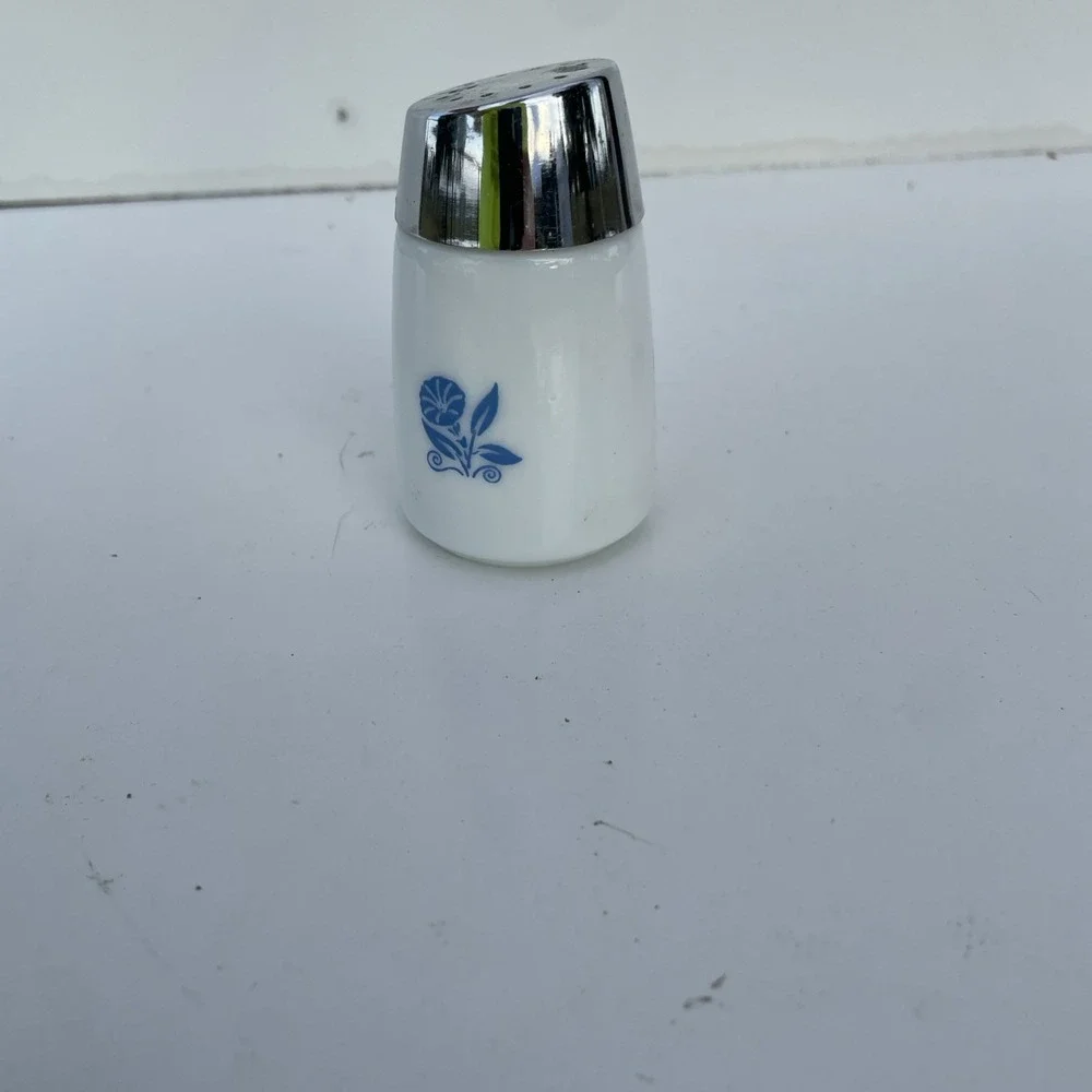Vintage Dispensers Inc replacement white glass blue flower pepper shaker